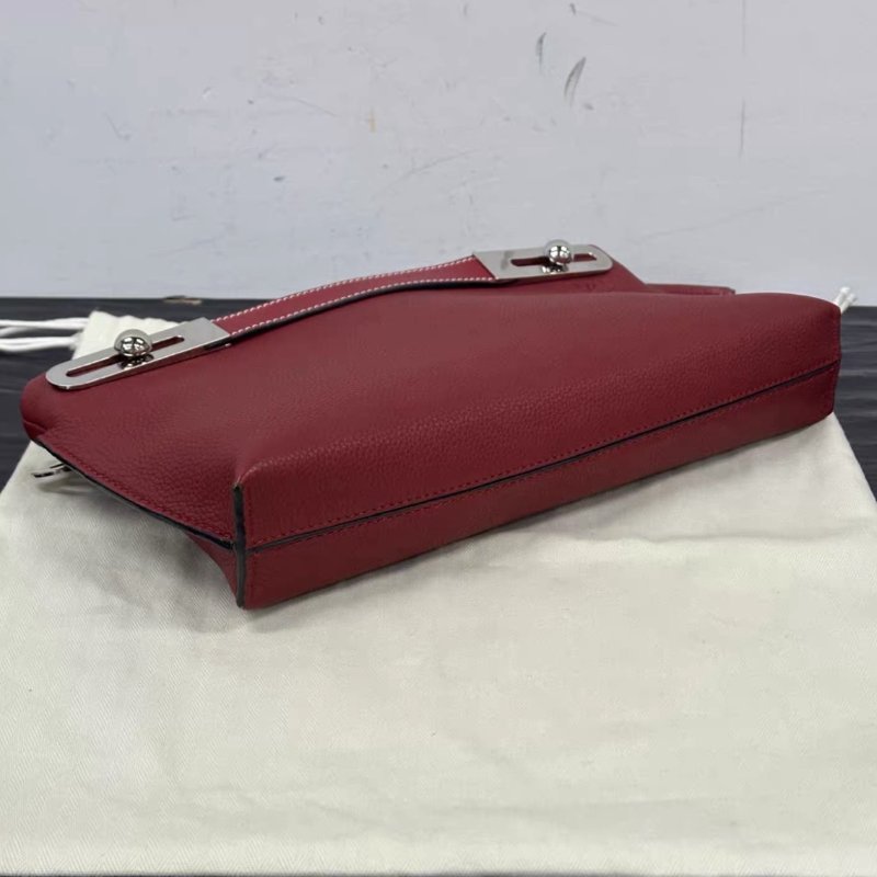 LOEWE 紅銀Missy小號牛皮肩背手提包 27*5*14.5 98新配件塵袋-2