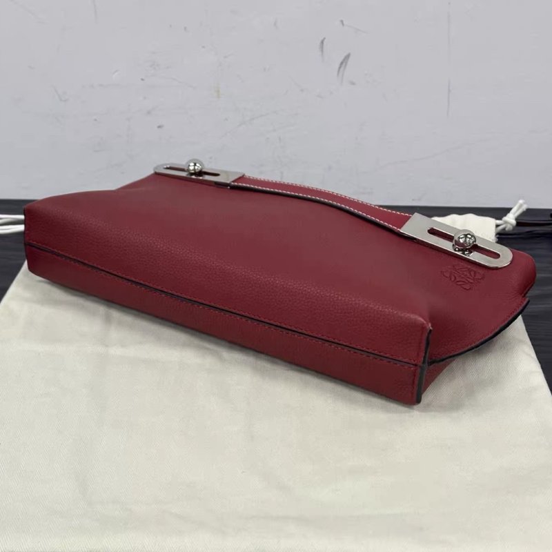 LOEWE 紅銀Missy小號牛皮肩背手提包 27*5*14.5 98新配件塵袋-3