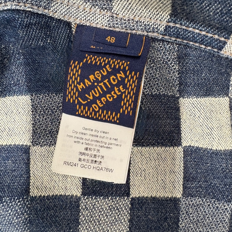 LOUIS VUITTON 路易威登 DAMIER 棋盤格丹寧外套 牛仔外套 棉 藍色 珍珠釦-7