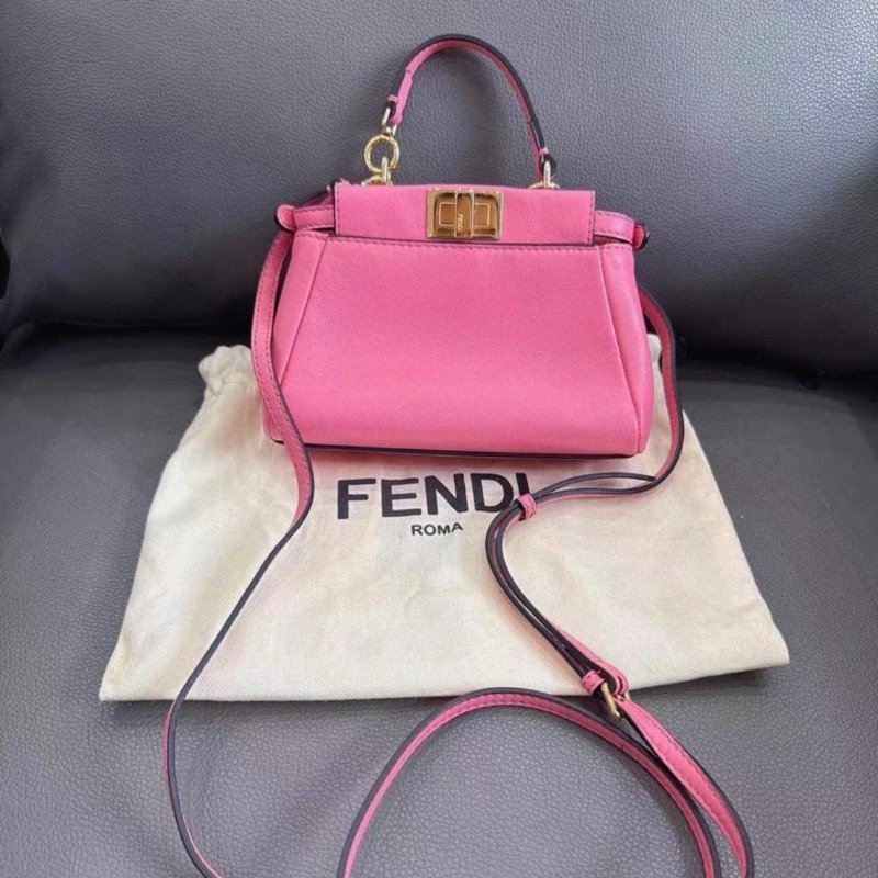 Fendi peekaboo micro mini 粉色 包包 97新配件塵袋-1