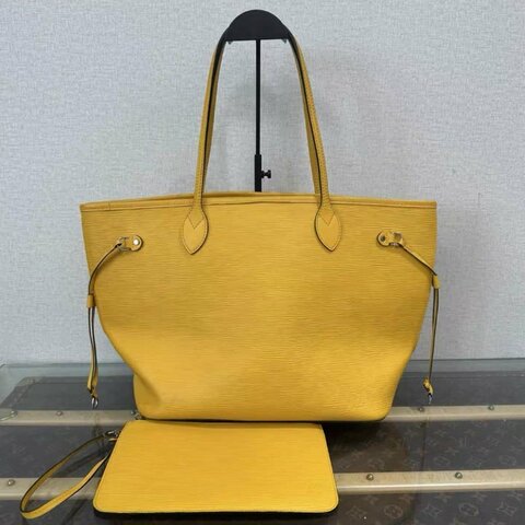 LV 黃色Neverfull中號水波紋子母手提肩背購物袋 31*28*14 97新配件塵袋