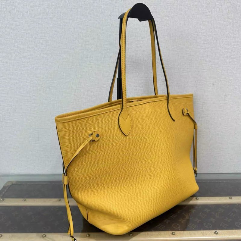 LV 黃色Neverfull中號水波紋子母手提肩背購物袋 31*28*14 97新配件塵袋-1