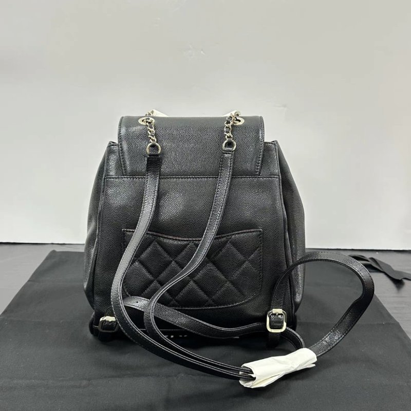 CHANEL Affinity25B黑金牛皮顆粒壓花大號後背包 24*25*17 全新配件:盒子塵袋-6