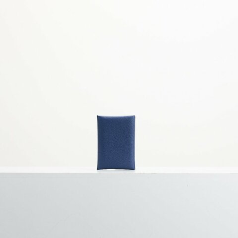 二手Hermès calvi duo卡包/深藍