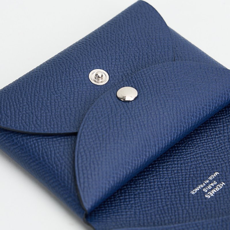 二手Hermès calvi duo卡包/深藍-8