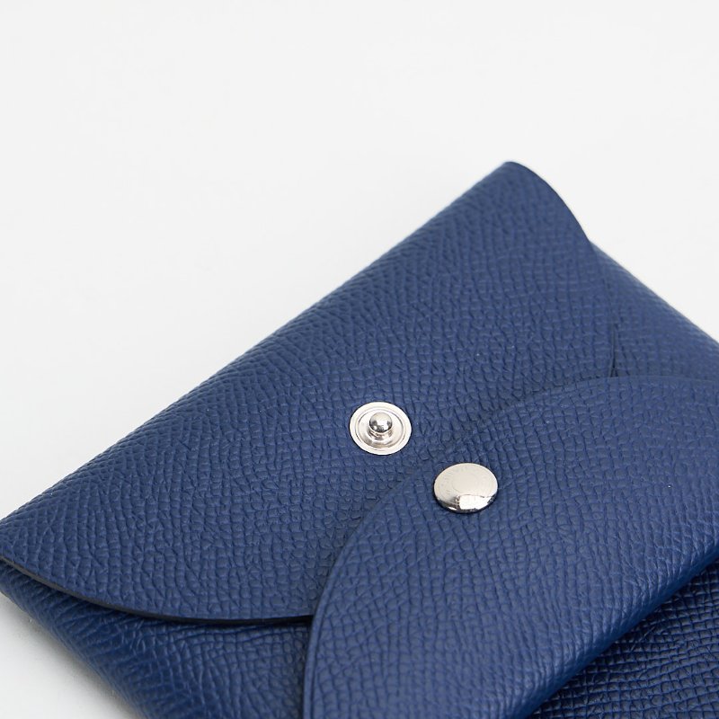 二手Hermès calvi duo卡包/深藍-14