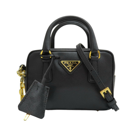 黑色牛皮 Saffiano Lux Mini 肩背包(無鎖頭) BL0705