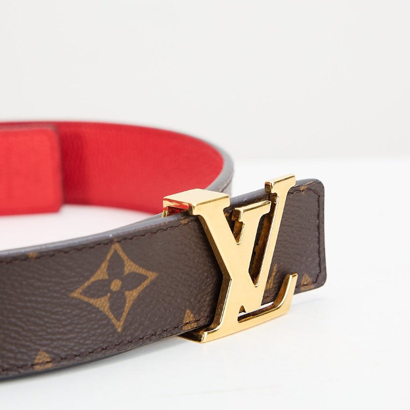 二手Lv 雙面皮帶/老花紅色-3