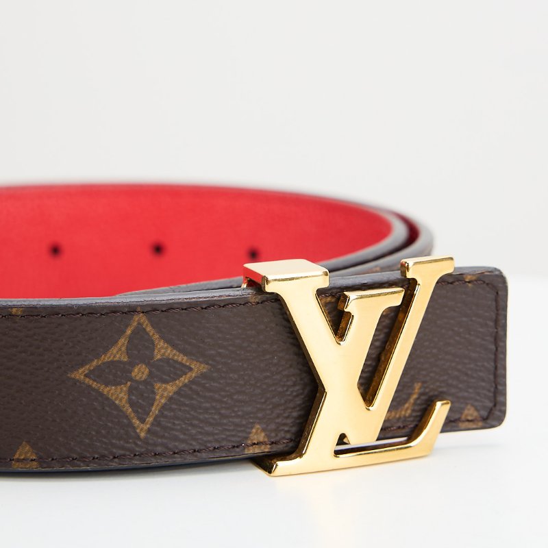 二手Lv 雙面皮帶/老花紅色-5