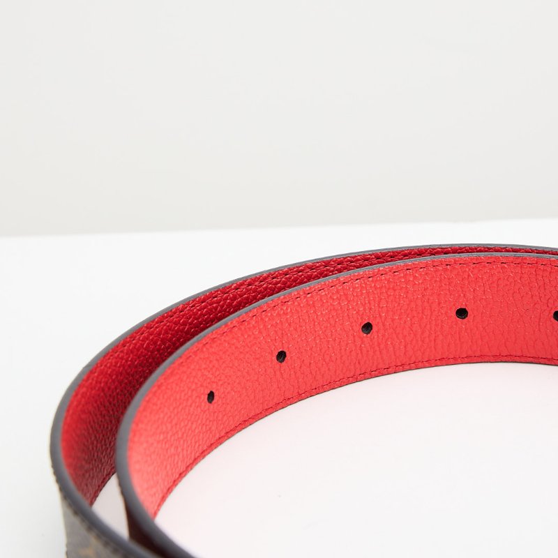 二手Lv 雙面皮帶/老花紅色-6