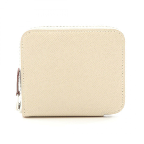 HERMES Azap Compact Silk In 圓形皮夾 Epsom 皮革 CleWhite 二手女士 B