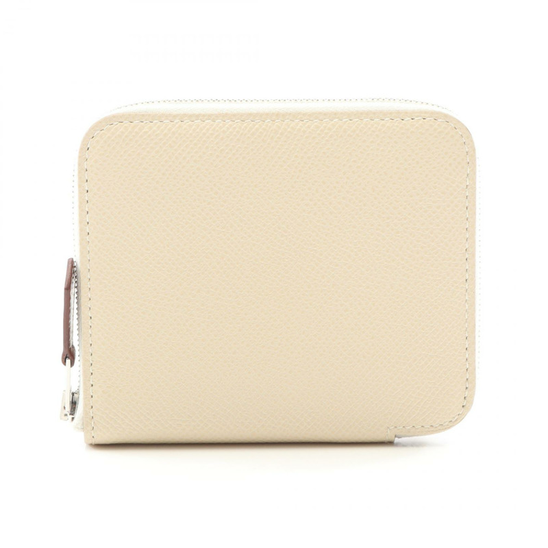 HERMES Azap Compact Silk In 圓形皮夾 Epsom 皮革 CleWhite 二手女士 B-0