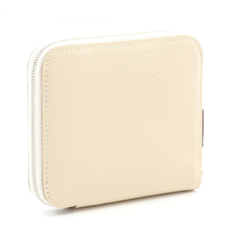 HERMES Azap Compact Silk In 圓形皮夾 Epsom 皮革 CleWhite 二手女士 B-1