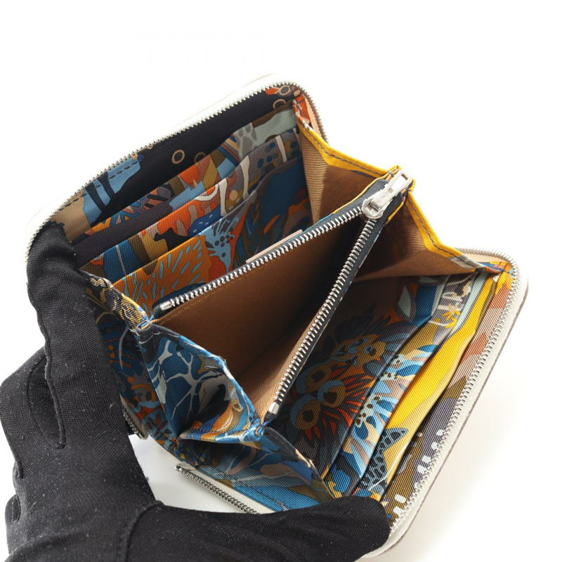 HERMES Azap Compact Silk In 圓形皮夾 Epsom 皮革 CleWhite 二手女士 B-2