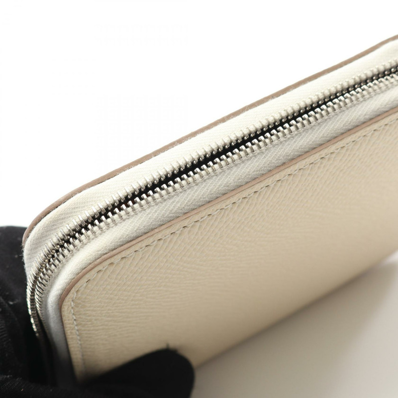 HERMES Azap Compact Silk In 圓形皮夾 Epsom 皮革 CleWhite 二手女士 B-7