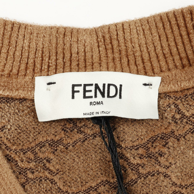 FENDI FF 書法羊毛開襟衫 人造絲 棕色 38 碼 二手 女款-2