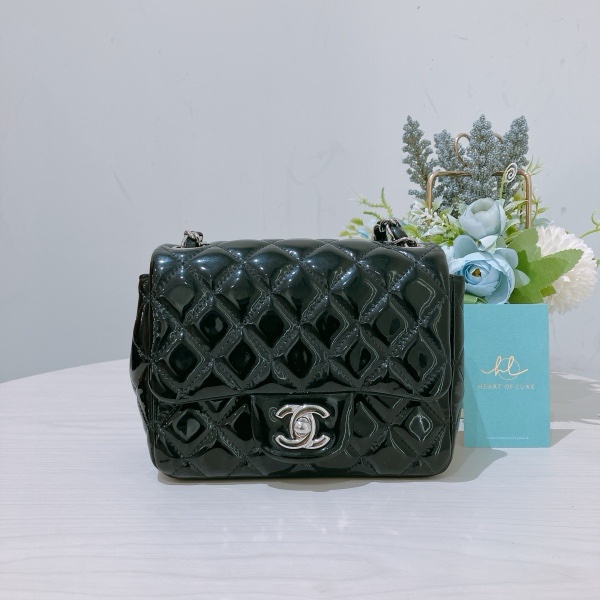 Tk1794 CHANEL 香奈兒經典翻蓋式方胖子鍊帶包包CLASSIC FLAP BAG 17CM PATENT-0