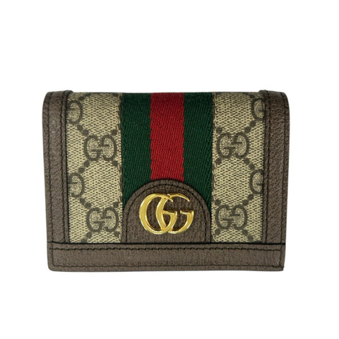 烏木色 PVC塗層帆布 Ophidia GG 短夾 523155