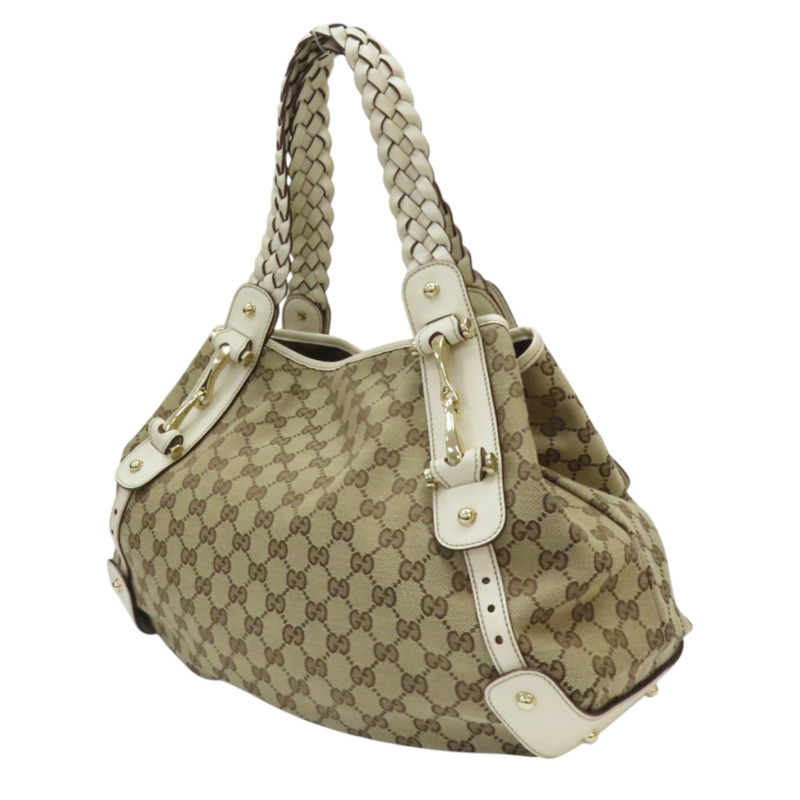 棕色 GG帆布 米白 牛皮 Pelham 肩背包 137621-2