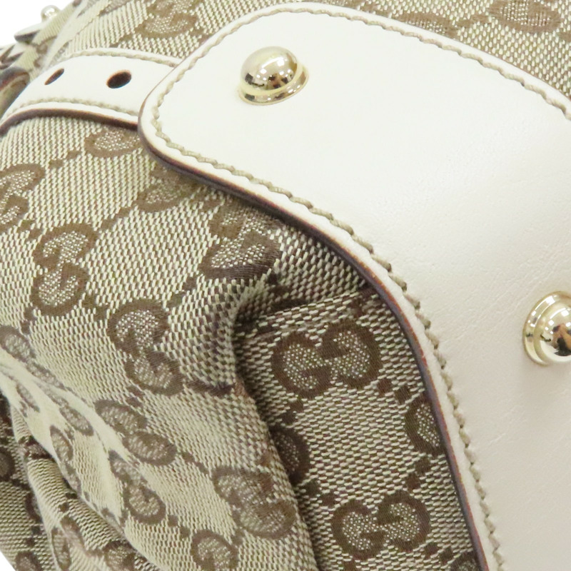 棕色 GG帆布 米白 牛皮 Pelham 肩背包 137621-13