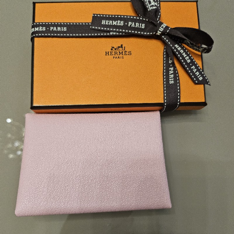 Hermes 櫻花粉特殊處理羊皮零錢包-5
