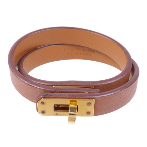HERMES Swift皮革Kelly Double Tour金扣手帶Gold