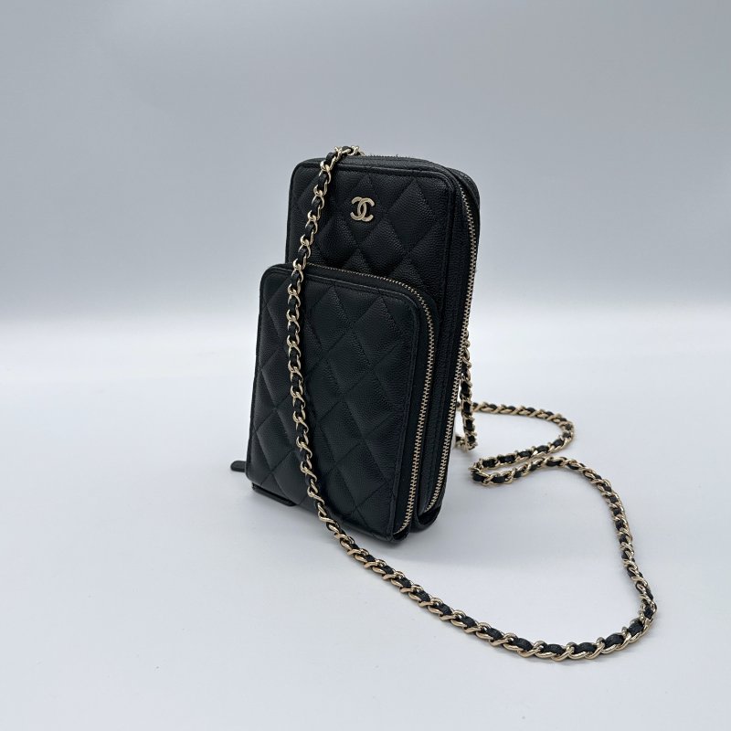 CHANEL 香奈兒 荔枝牛皮 手機包 鏈條包 WOC包 （4卡位＋兩分層手機位）-2
