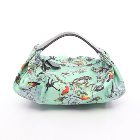HERMES Barsovo 手提包 084912CK 絲綢皮革綠色多色二手女款 B SHW