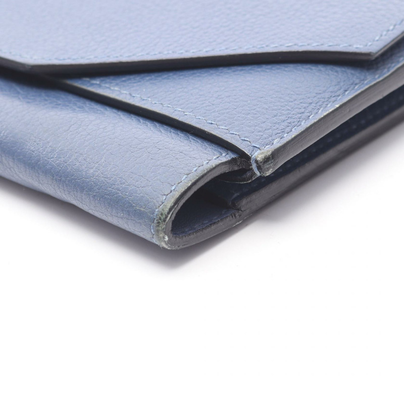 YMus Passant 小巧雙折皮夾,Evercalf 小牛皮,藍色,二手,女款,C SHW-8