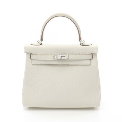 HERMES Kelly 25 單肩包 044624CK Togo 皮革 白色蘑菇 二手 SHW B