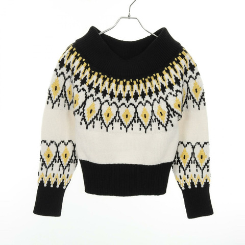 Alexander McQueen 套頭衫 710206 羊毛 白色 黑色 黃色 #M 二手 女士