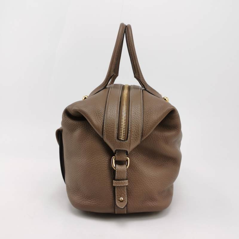 Loewe 牛皮 鴕鳥皮 拼色 拉鍊 單肩包-2