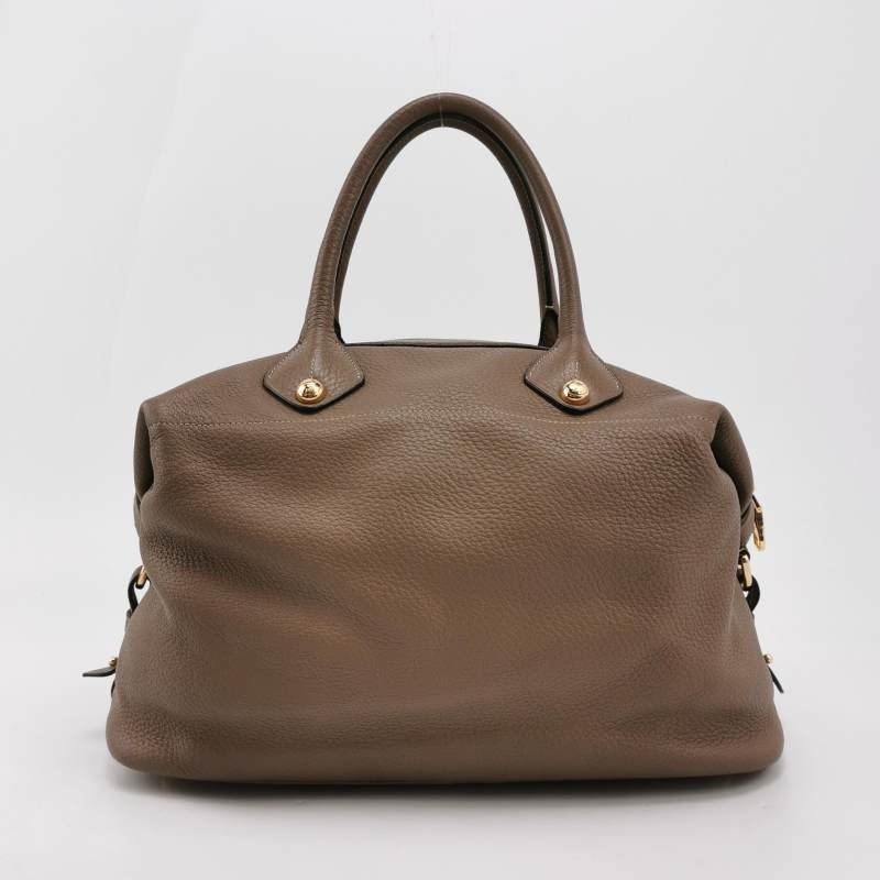 Loewe 牛皮 鴕鳥皮 拼色 拉鍊 單肩包-4