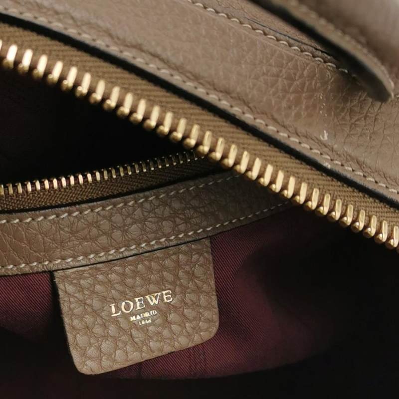 Loewe 牛皮 鴕鳥皮 拼色 拉鍊 單肩包-7