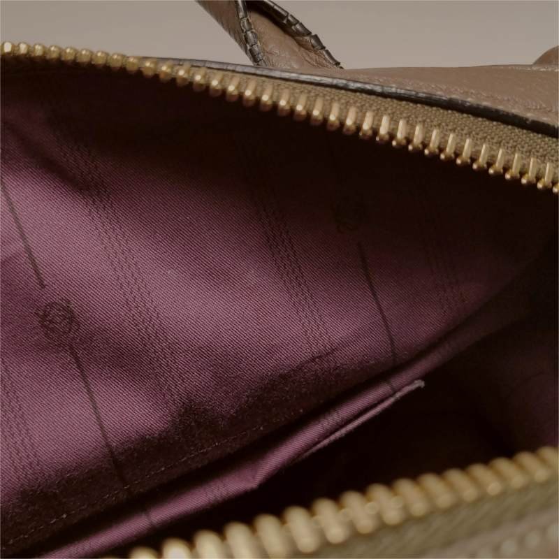 Loewe 牛皮 鴕鳥皮 拼色 拉鍊 單肩包-8