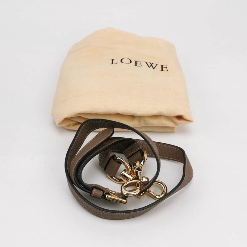 Loewe 牛皮 鴕鳥皮 拼色 拉鍊 單肩包-9