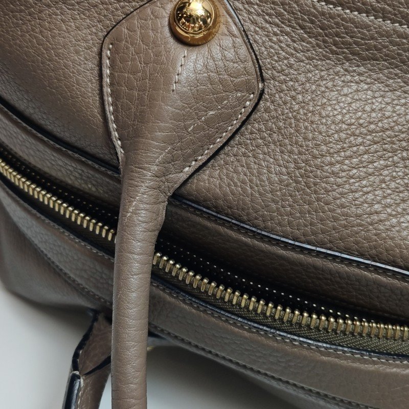 Loewe 牛皮 鴕鳥皮 拼色 拉鍊 單肩包-16