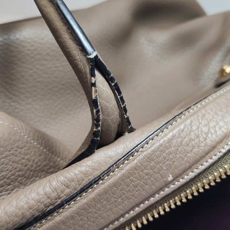 Loewe 牛皮 鴕鳥皮 拼色 拉鍊 單肩包-22