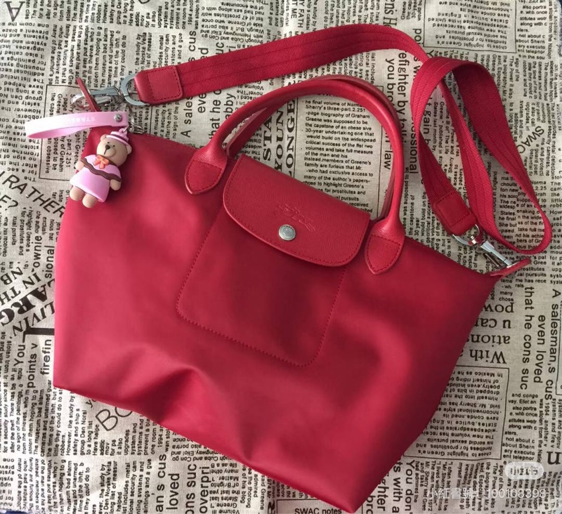 LONGCHAMP 尼龍 紅 水餃包 斜背包 手提包 肩背包 側背包-3