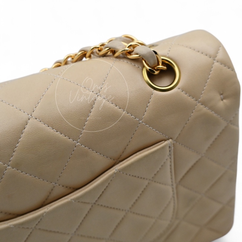 [Pre-owned] CHANEL CF25 MEDIUM CLASSIC FLAP BAG BEIGE GHW-24