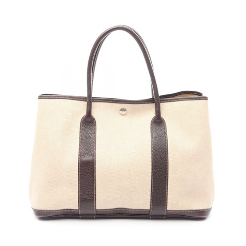 HERMES Garden party PM 手提包 Toile H 帆布 Negonda 皮革 Marron 二手 T