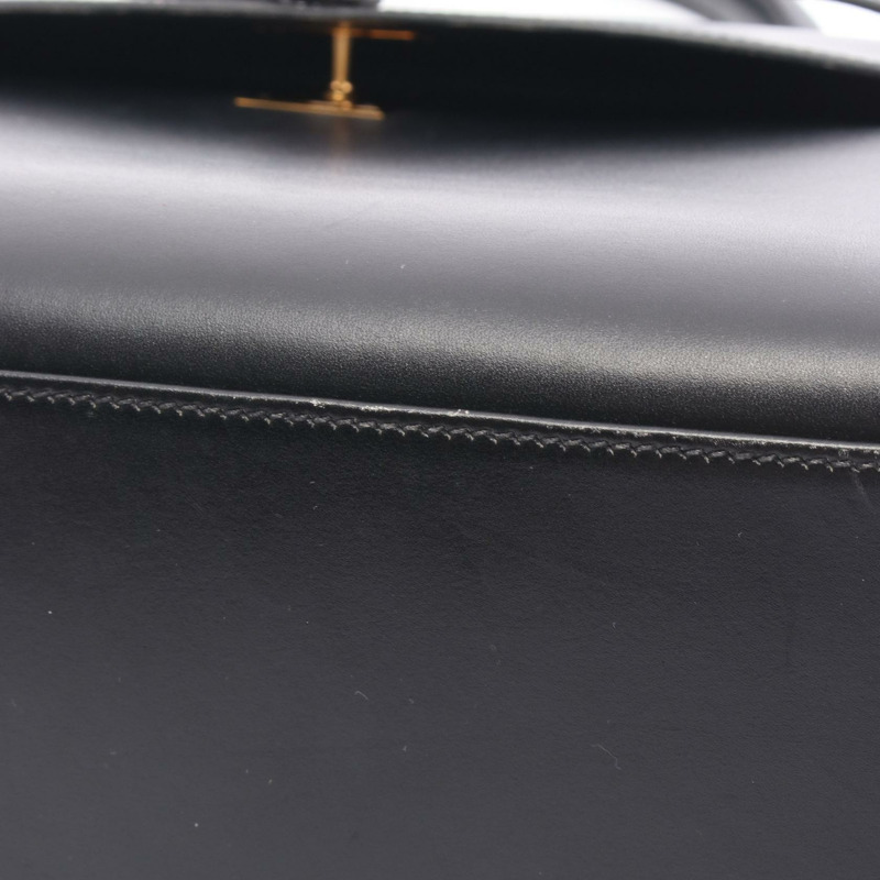 愛馬仕 Kelly 32 肩背包 盒裝小牛皮 小牛皮 黑色 二手 Z GHW-9