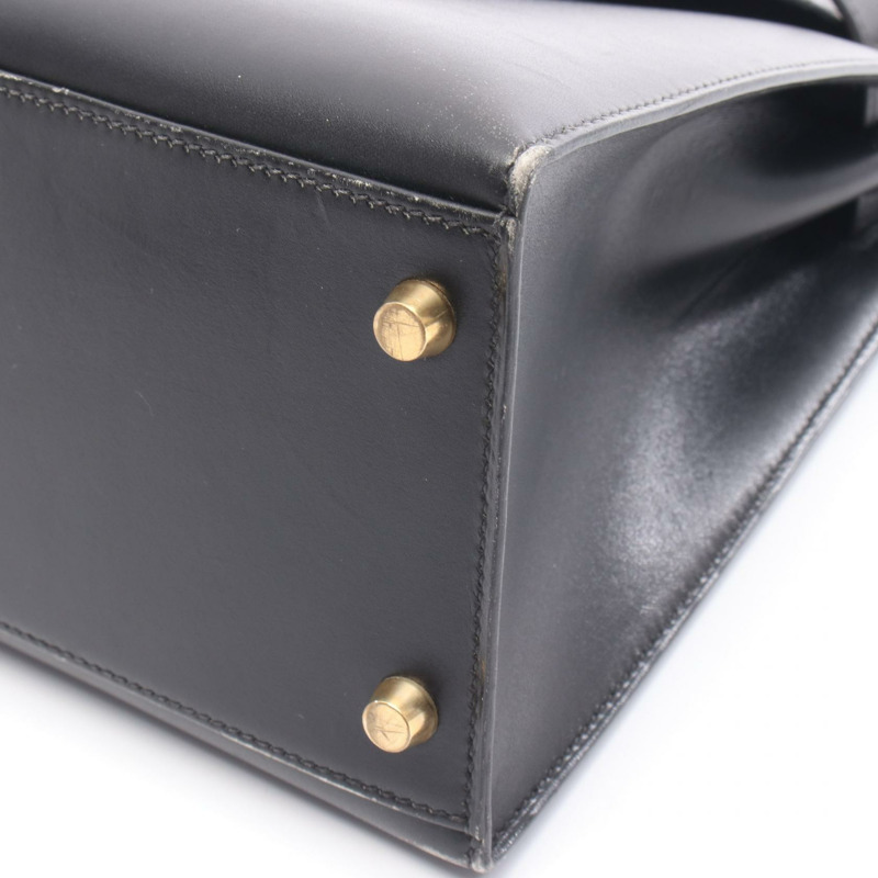 愛馬仕 Kelly 32 肩背包 盒裝小牛皮 小牛皮 黑色 二手 Z GHW-10