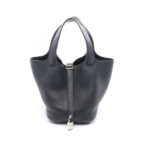 HERMES Picotin Lock PM 手提包 056289CK Clemence 皮革 黑色 二手 女款 Z SHW