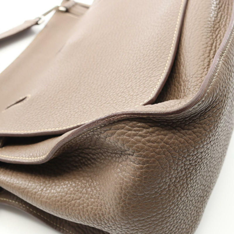 HERMES Jypsiere34 單肩包 Clemence 皮革 棕色 Etoupe 灰色 二手 Q SHW-6