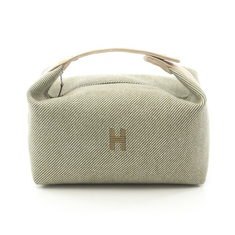 HERMES Bride a Brac GM 手提包羊毛綠米色二手女士 SHW