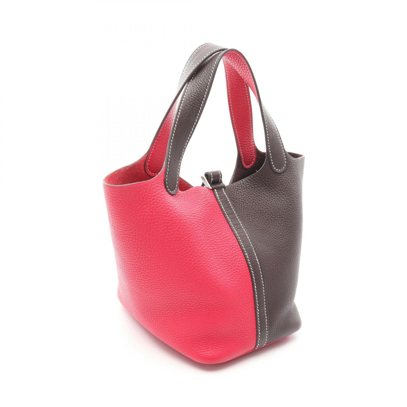 愛馬仕 PicotinPM 手提包，Clemence 皮革，棕色/粉紅色，二手，Z SHW-1