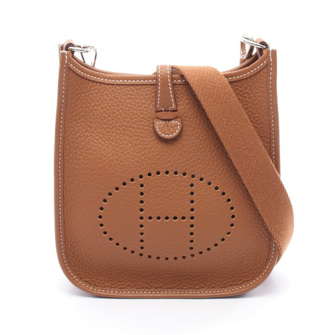 HERMES EvelyneTPM 單肩包 Clemence 皮革 棕色 二手 女款 SHW W