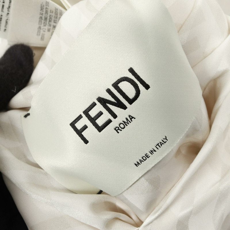FENDI ASTROLOGY MOTIF 雙面束腰外套 絲綢 白色藍色 二手 女款 #36-3