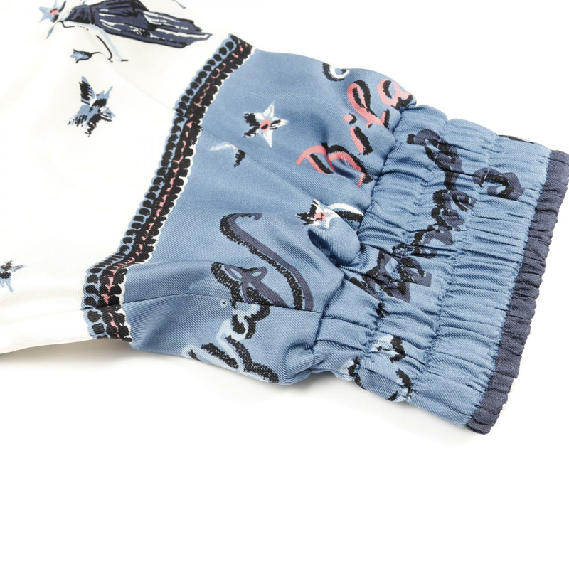 FENDI ASTROLOGY MOTIF 雙面束腰外套 絲綢 白色藍色 二手 女款 #36-7